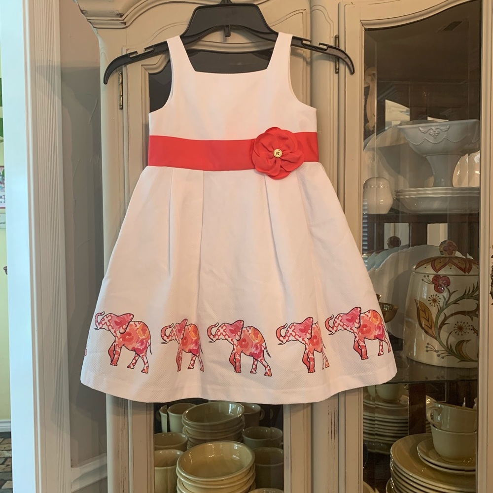 Janie and Jack toddler girls Watercolor Oasis Elephant Dress 3